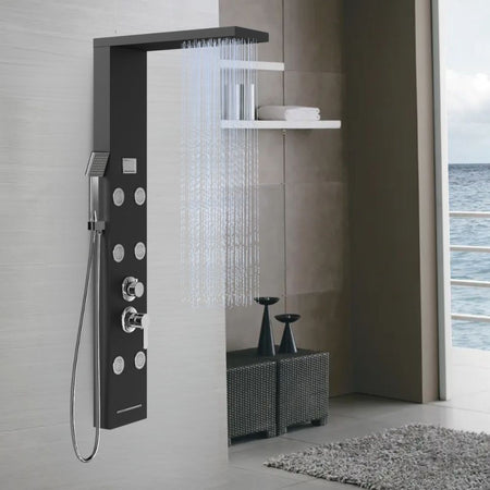Colonna Doccia York Acciaio 4 Funzioni Display Controllo Temperatura 2 Finiture