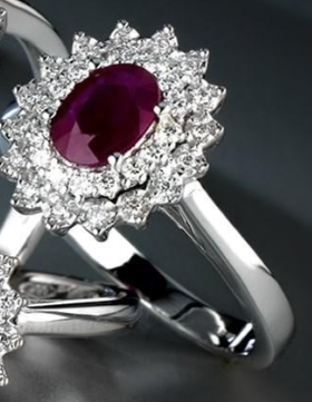 CRUSADO - ANELLO SANREMO CON RUBINO E BRILLANTI