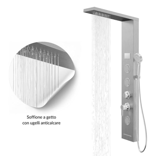 Colonna Doccia Shine Acciaio 4 Funzioni Luce LED Display Temperatura 2 Finiture