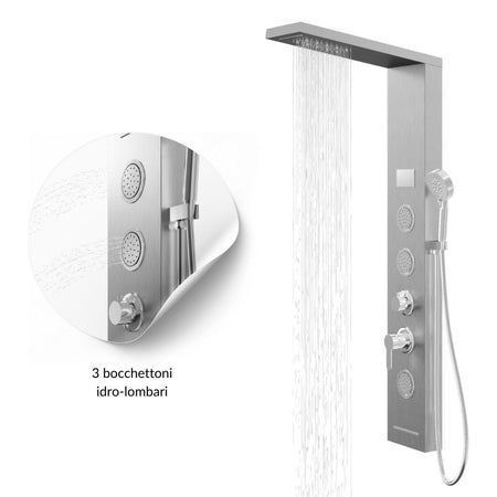 Colonna Doccia Shine Acciaio 4 Funzioni Luce LED Display Temperatura 2 Finiture