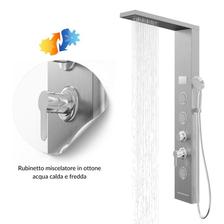 Colonna Doccia Shine Acciaio 4 Funzioni Luce LED Display Temperatura 2 Finiture