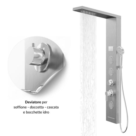 Colonna Doccia Shine Acciaio 4 Funzioni Luce LED Display Temperatura 2 Finiture