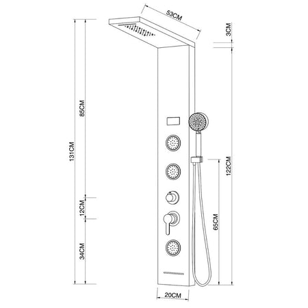 Colonna Doccia Shine Acciaio 4 Funzioni Luce LED Display Temperatura 2 Finiture