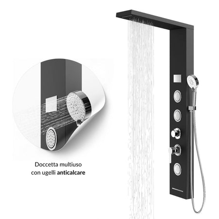 Colonna Doccia Shine Acciaio 4 Funzioni Luce LED Display Temperatura 2 Finiture