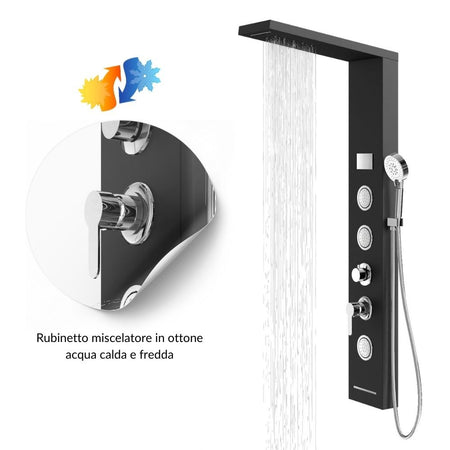 Colonna Doccia Shine Acciaio 4 Funzioni Luce LED Display Temperatura 2 Finiture