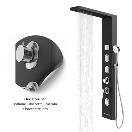 Colonna Doccia Shine Acciaio 4 Funzioni Luce LED Display Temperatura 2 Finiture
