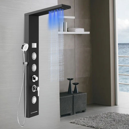 Colonna Doccia Shine Acciaio 4 Funzioni Luce LED Display Temperatura 2 Finiture