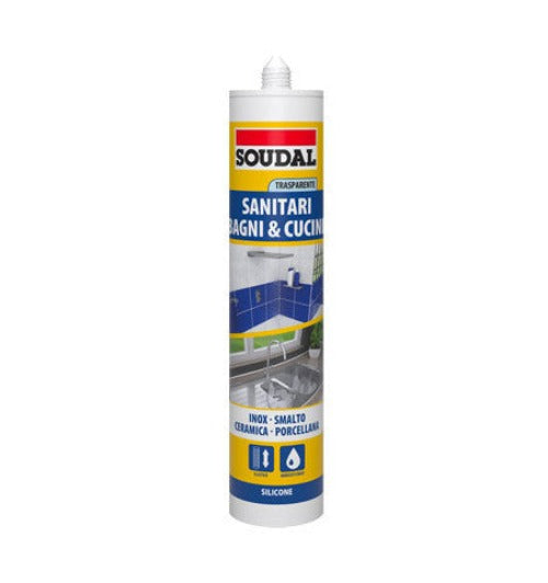 Silicone acetico per sanitari bagni e cucine trasparrete 300 ml