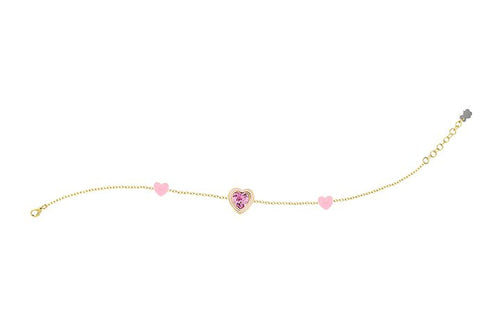 Nanãn Bracciale Cuori Rosa e Pietra Brillante
