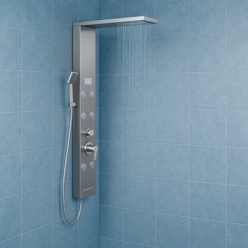 Colonna Pannello Doccia 4 Funzioni York-1 Display Controllo Temperatura Cromo