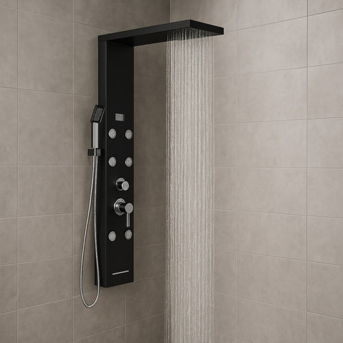 Colonna Pannello Doccia 4 Funzioni York-1 Black Display Controllo Temperatura