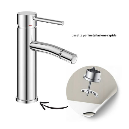 Coppia Miscelatori Monocomando Lavabo Bidet Bagno Serie Jazz QuickInstall