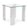 Tavolino per soggiorno moderno Arley in vetro temperato e piedi in acciaio lucido