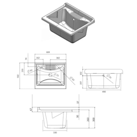 Mobile Lavanderia Bianco Lavabo Resina 45x50x85 Asse Lavaggio cm Doppia Anta