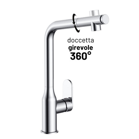 Miscelatore Lavello Cucina Damasco Con Doccetta Estraibile Canna Orientabile