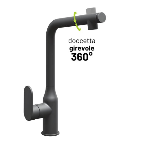 Miscelatore Lavello Cucina Damasco Con Doccetta Estraibile Canna Orientabile