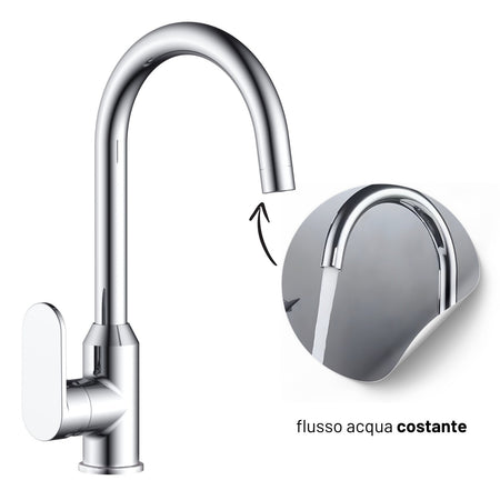 Miscelatore Monocomando Lavello Cucina Canna Orientabile Sofia Installazione Rapida