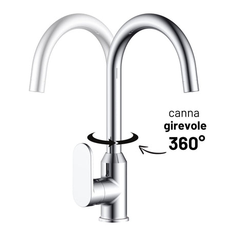Miscelatore Monocomando Lavello Cucina Canna Orientabile Sofia Installazione Rapida