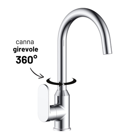 Miscelatore Monocomando Lavello Cucina Canna Orientabile Sofia Installazione Rapida