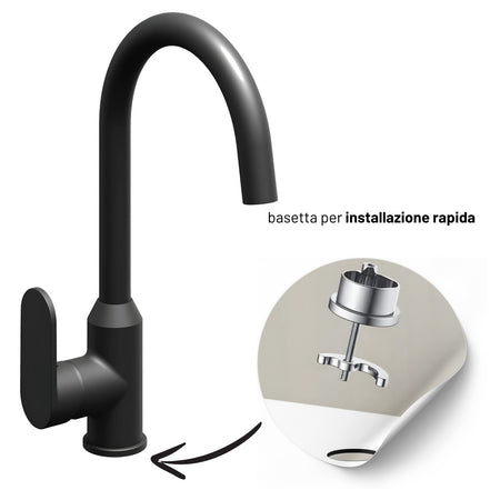 Miscelatore Monocomando Lavello Cucina Canna Orientabile Sofia Installazione Rapida