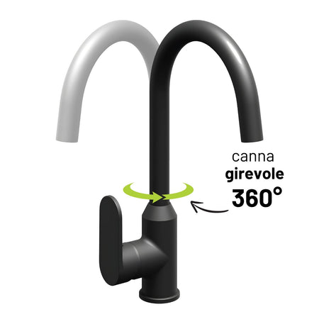 Miscelatore Monocomando Lavello Cucina Canna Orientabile Sofia Installazione Rapida
