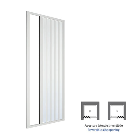Parete Doccia Soffietto Bianca Maniglia Katia-AL Reversibile Altezza cm 185 PVC