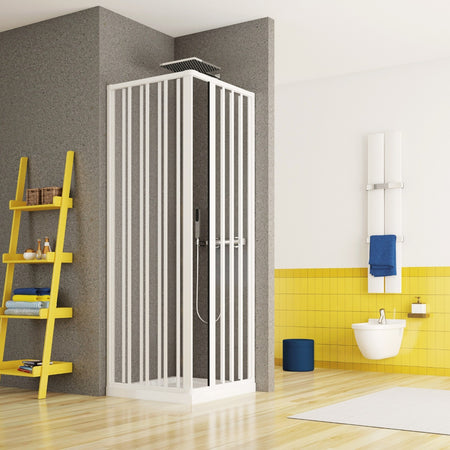 Box Doccia Angolo Soffietto Bianco Carmen AC Altezza cm 185 PVC e Maniglia