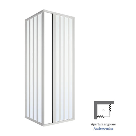 Box Doccia Angolo Soffietto Bianco Carmen AC Altezza cm 185 PVC e Maniglia