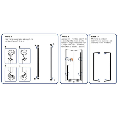 Box Doccia Angolo Soffietto Bianco Carmen AC Altezza cm 185 PVC e Maniglia