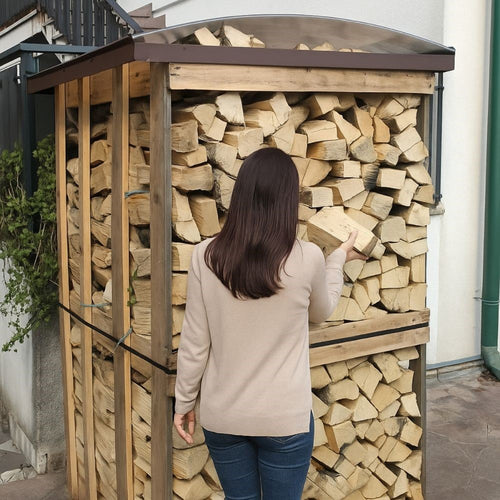 Struttura Coprilegnaia e Pallet Corten Eco Dimensioni 115x115 Cm