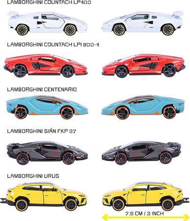 Majorette - Set di 5 auto Lamborghini 7,5 cm