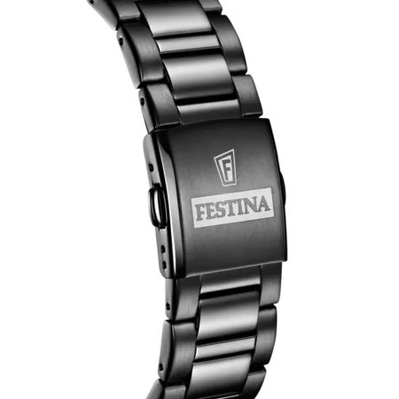FESTINA - OROLOGIO NERO CON CINTURINO IN ACCIAIO, UOMO