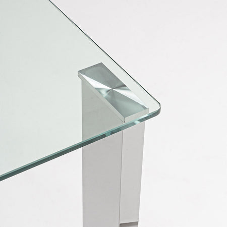 Tavolino per soggiorno moderno "Arley" in vetro temperato e piedi in acciaio lucido