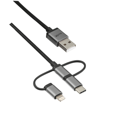 Cavo USB 2.0 3 in 1 - connettori micro-USB, USB-C e Lightning - per ricarica e collegamento pc - 1 Metro