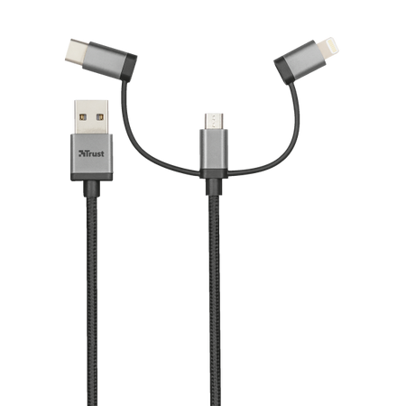 Cavo USB 2.0 3 in 1 - connettori micro-USB, USB-C e Lightning - per ricarica e collegamento pc - 1 Metro