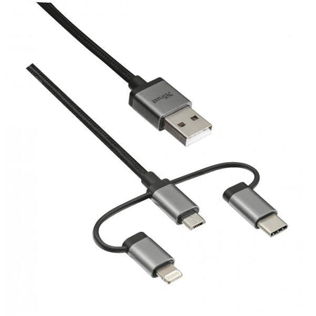 Cavo USB 2.0 3 in 1 - connettori micro-USB, USB-C e Lightning - per ricarica e collegamento pc - 1 Metro