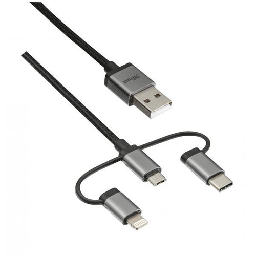 Cavo USB 2.0 3 in 1 - connettori micro-USB, USB-C e Lightning - per ricarica e collegamento pc - 1 Metro