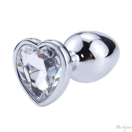 Plug Anale A Forma Di Cuore Zaffiro Bianco Taglia M