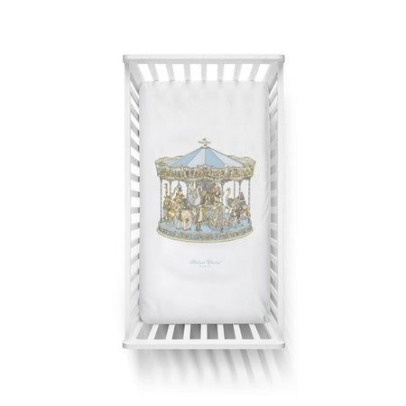 Lenzuolo con Angoli in Raso Atelier Choux Carousel Bleu