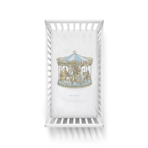 Lenzuolo con Angoli in Raso Atelier Choux Carousel Bleu