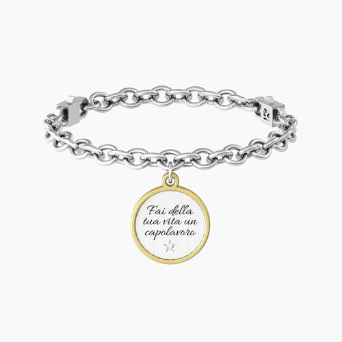 Kidult - Bracciale con catena e ciondolo con frase motivazionale Fai della tua vita un capolavoro