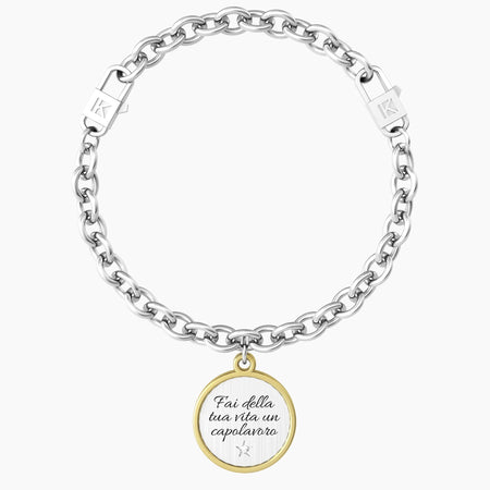 Kidult - Bracciale con catena e ciondolo con frase motivazionale Fai della tua vita un capolavoro