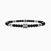 Kidult - Bracciale elastico uomo con agata nera e grigia Best friends