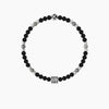 Kidult - Bracciale elastico uomo con agata nera e grigia Best friends
