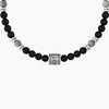 Kidult - Bracciale elastico uomo con agata nera e grigia Best friends