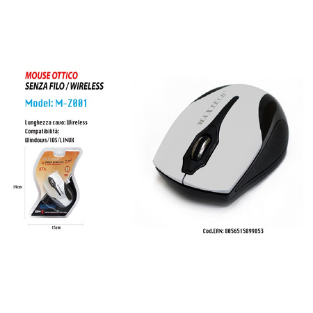 Mouse Wifi Pc Computer Usb2.0 Senza Fili Wireless 2.4 Ghz Maxtech Win-ios M-z001