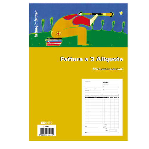 Blocco Fatture 3 Aliquote Iva 3Copie 33Fogli Autoric. 29,7X21 E5304A