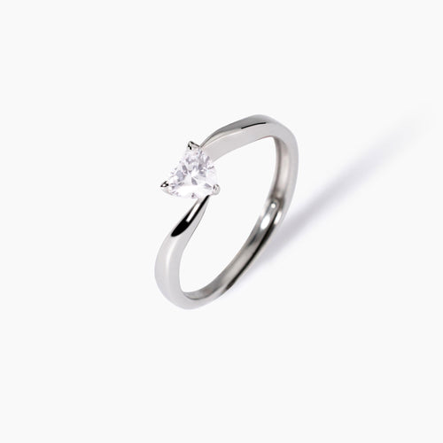 Mabina -   Anello in argento con zircone cuore BEATO TRA LE DONNE