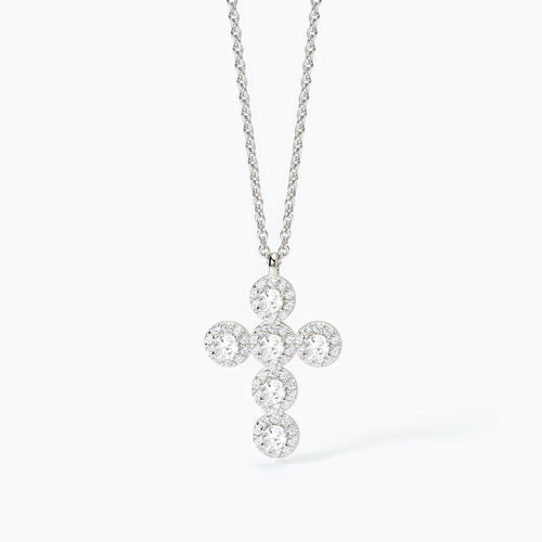 Mabina -  Collana Girocollo in argento con ciondolo croce MILANESIENNE