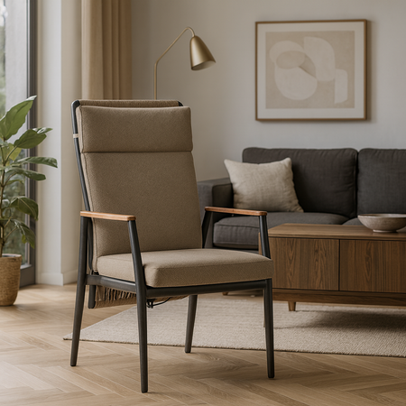 Poltrona reclinabile "Flobert" struttura in alluminio, con tessuto idrorepellente olefin